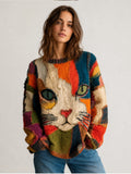 Talulah – Playful Cat Print Sweater | Whimsical Pullover for Everyday Fun